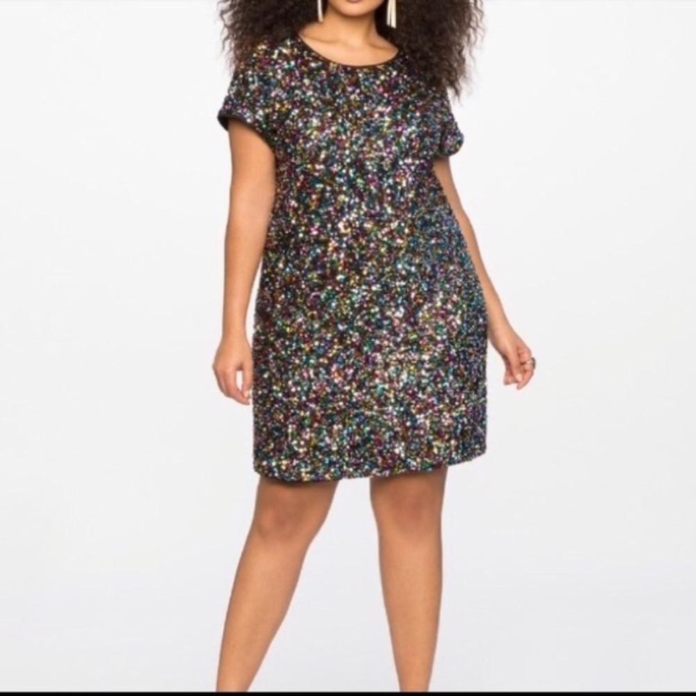 Eloquii Rainbow Sequin Dress  SZ 14 / 16